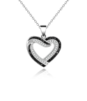 Heart pendant 925 silver black zirconia stone with necklace