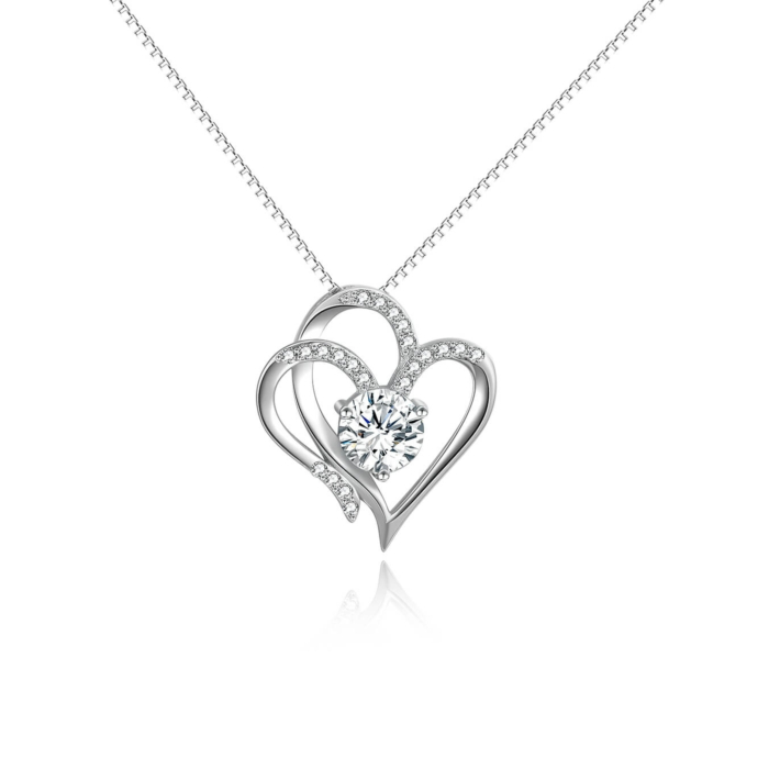Heart pendant 925 silver zirconia stone with necklace DC5466