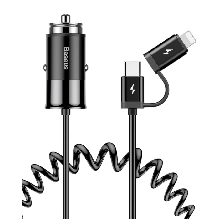 Car charger 4.8A vehicle 2 in 1 Type-C Apple Lightning cable (1.5m)