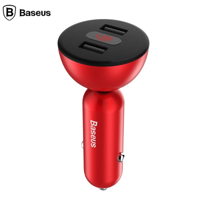 Digital car charger 360° rotation dual USB QC 3.0